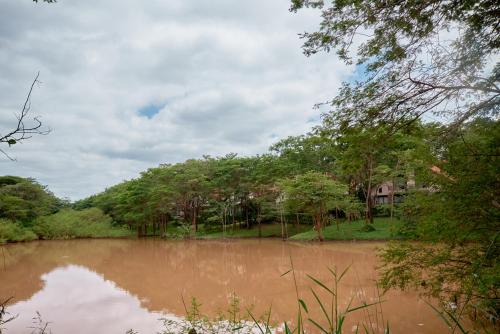 a muddy river with trees and a house in the background at Sagana Getaway Resort in Maranjua