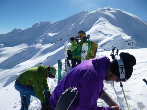 a group of people standing on a snow covered mountain at Landhaus Strickenmacher in Sillian