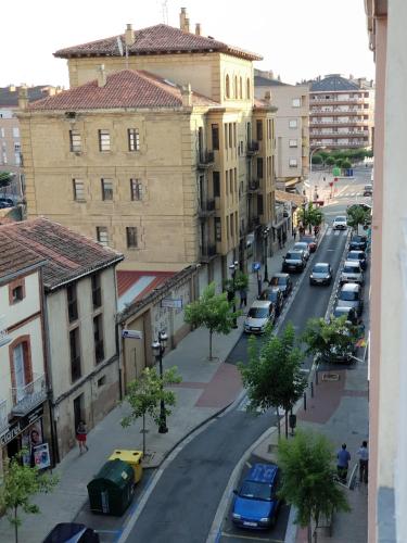 a view of a city street with cars parked at Apartamento La Ruta Del Vino in Haro