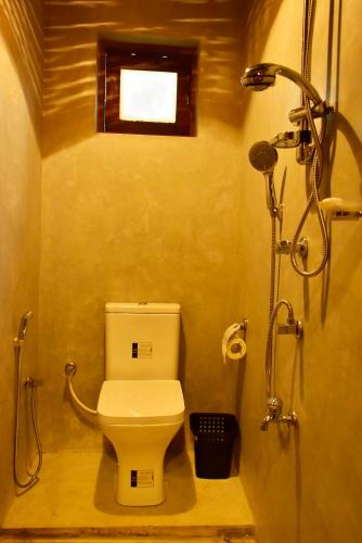 a bathroom with a toilet and a shower at Lizard Safari Lodge in Udawalawe