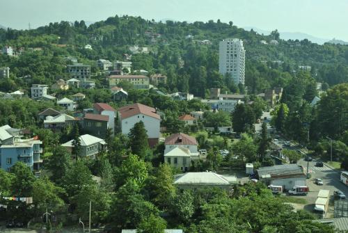 a town on a hill with houses and trees at the View Apartment in Makhinjauri