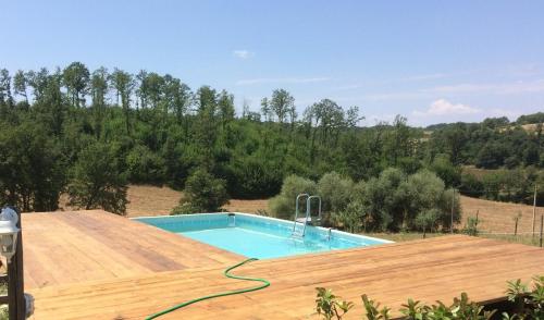 a swimming pool on the roof of a house at Podere Delle Rose in Torre San Severo