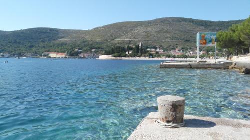 a view of a body of water with a mountain at Vila Rosa in Vis