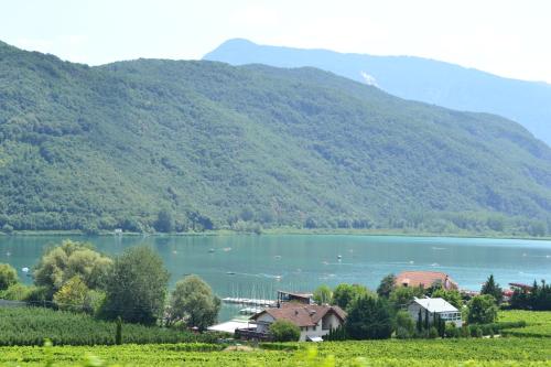 a view of a lake with mountains in the background at Hotel Markushof - Adults only in Ora/Auer
