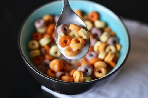 a spoonful of cereal with a bowl of snacks at Rock Crest Lodge & Cabins in Custer