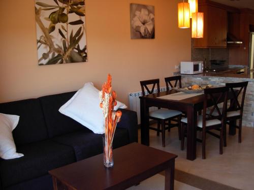 a living room with a couch and a table at Cal Ribero in Villanova de la Sal