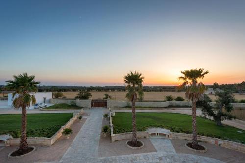 a sunset view of a park with palm trees at Tenuta Mosè Charming House&Relais Gallipoli in Gallipoli