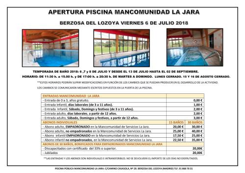 Captura de pantalla de una página de un sitio web con una lista de precios en El Esguízaro, en Berzosa del Lozoya