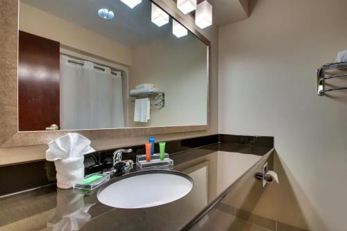 a bathroom with a sink and a mirror at Wingfield Inn & Suites in Owensboro