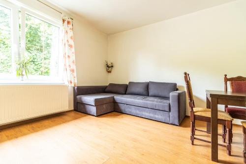 a living room with a couch and a table at Apartmány Jedovnice in Jedovnice
