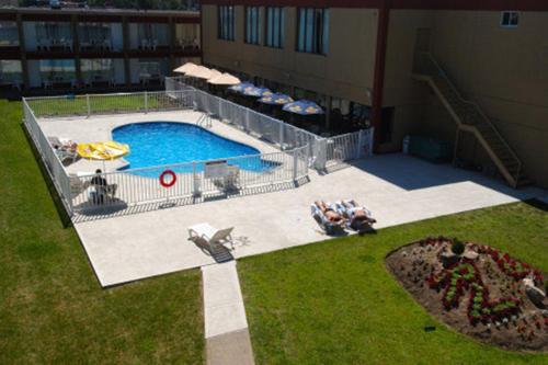 einen Blick über einen Pool in einem Gebäude in der Unterkunft Auberge Royal Versailles in Montreal