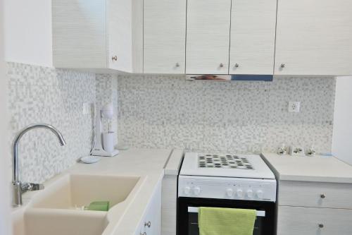 Kuchyň nebo kuchyňský kout v ubytování Isidoros Apartments