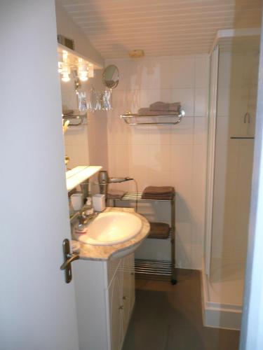 a bathroom with a sink and a shower at Studio BORDEAUX ST AUGUSTIN in Bordeaux