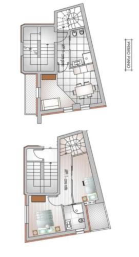 two views of a floor plan of a house at Casa Mirandola Montana in Commezzadura