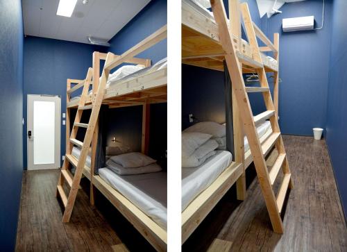 un paio di letti a castello in una stanza di Iruka Hostel a Toyama