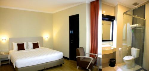 Ліжко або ліжка в номері Hotel Grand Q Gorontalo