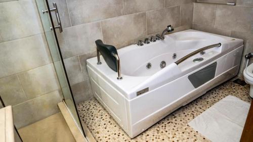 a bath tub with a sink in a bathroom at Regency Inn in Lahore