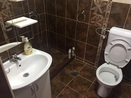a bathroom with a toilet and a sink at Restoran & Motel Manjež in Bijelo Polje