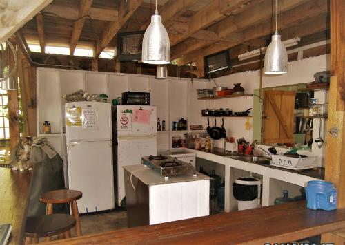 a kitchen with two refrigerators and a counter top at The Funky Dodo Backpackers Hostel in Hopkins