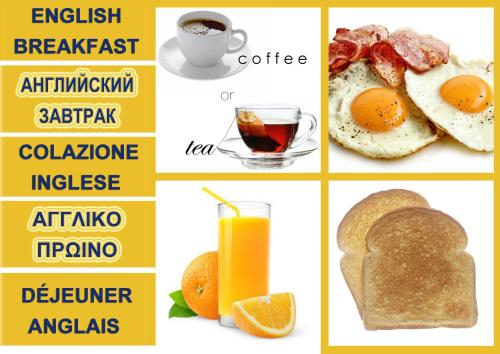 een collage van foto's van verschillende soorten ontbijtproducten bij Klery Studios in Chersonissos