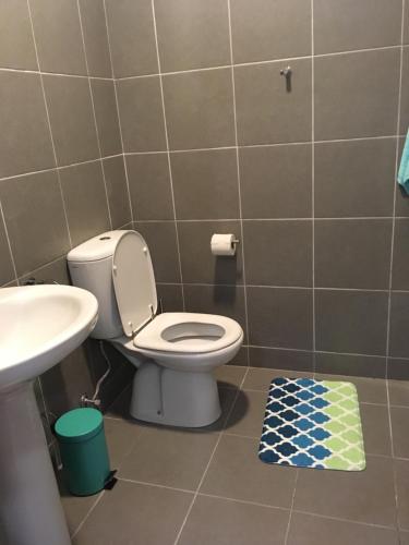 プライア・ダ・ヴィトーリアにあるSanta Cruz Flat - Alojamento Localのバスルーム(トイレ、洗面台付)