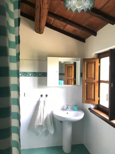 a bathroom with a sink and a mirror at La luna e i falò in Arezzo