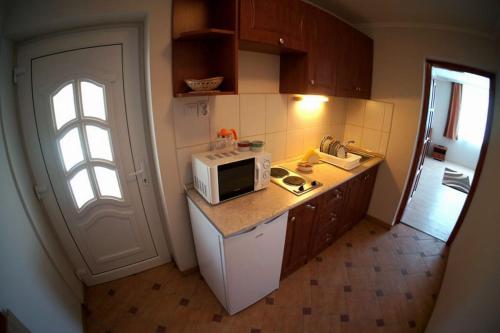 A kitchen or kitchenette at Borka Apartman