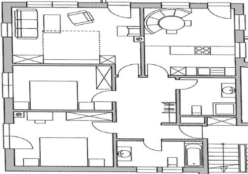 a drawing of a floor plan of a house at Chasa Vaidum in Samnaun