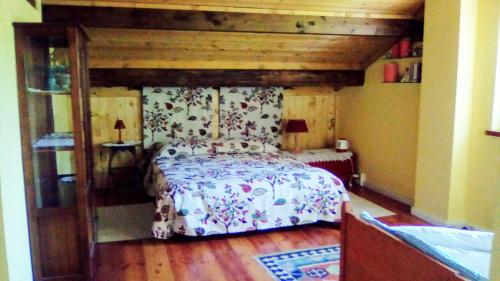 a bedroom with a bed with a canopy at Il pettirosso di Giusvalla in Giusvalla
