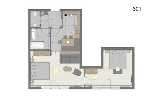a floor plan of a house at Aktiv- & Gesundheitsresort das GXUND - Thermeneintritt inklusive in Bad Hofgastein