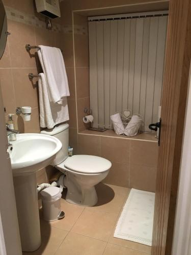 a bathroom with a toilet and a sink at Ringinglow cottage in Sheffield