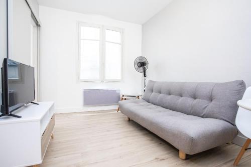 uma sala de estar com um sofá e uma televisão em Appartement 3 - tout équipé - Carmes, Toulouse em Toulouse