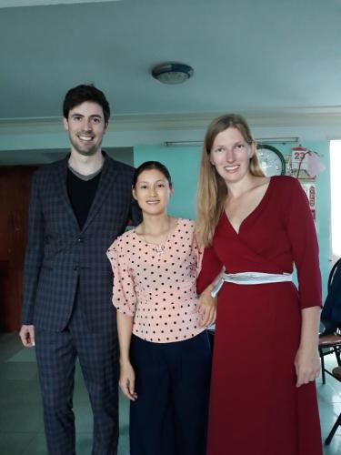 a man and a woman posing for a picture at Green garden house in Hoi An