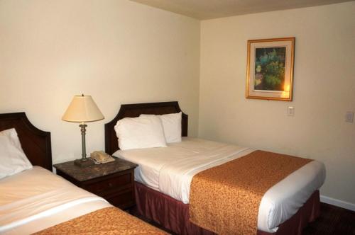 una habitación de hotel con 2 camas y una lámpara en Waterford Inn, en Waterford