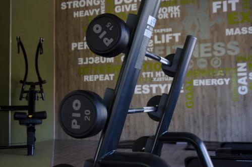 a group of exercise machines in a gym at Palala Boutique Game Lodge and Spa in Tom Burke