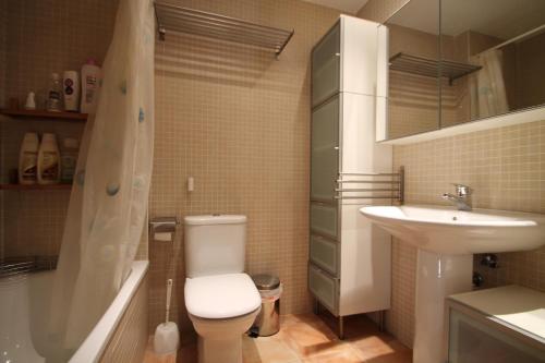 a small bathroom with a toilet and a sink at Julia, el Tarter, zona Grandvalira in El Tarter