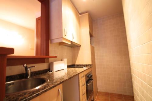 a kitchen with a sink and a counter top at Cabirol 2,2 Vall d'Incles, zona Grandvalira in Canillo