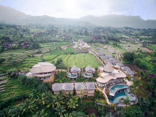 an aerial view of a resort in the mountains at Wapa di Ume Sidemen in Sidemen