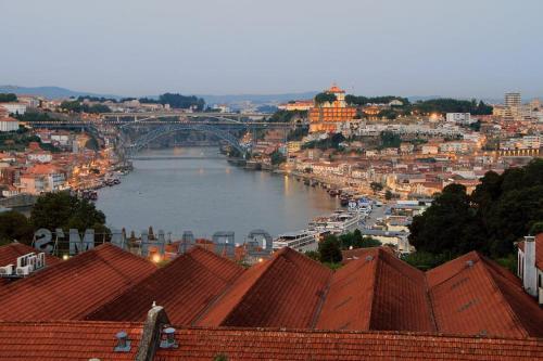 a view of a river in a city with a bridge at Historical Porto/Gaia Apartment in Porto