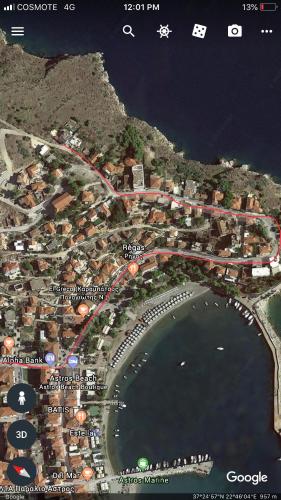 a map of a city with a road and a lake at Villa Castle Sea View in Paralion astros