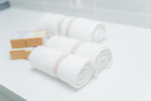 a pile of white toilet paper on a counter at GardenLux Sarajevo in Sarajevo