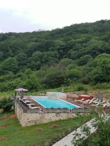 a large swimming pool with lounge chairs at Babaneuris Marani in Babaneuri