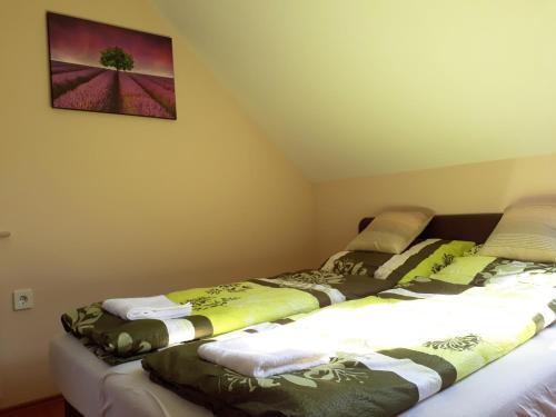 two beds sitting next to each other in a room at Hőforrás Wellness Vendégház in Egerszalók
