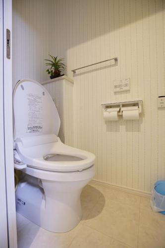 a bathroom with a white toilet in a room at Kyoto LanLan in Kyoto