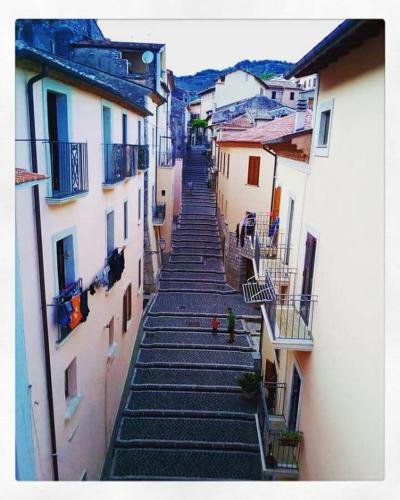 an overhead view of a staircase between two buildings at Petalo Rosso b&b in Lenola