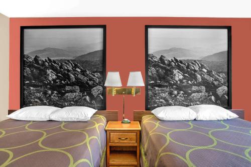 Ένα ή περισσότερα κρεβάτια σε δωμάτιο στο Super 8 by Wyndham Christiansburg/Blacksburg Area