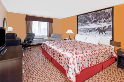 a hotel room with a bed and a television at Super 8 South by Wyndham in Bowling Green