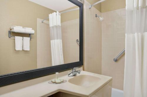 Super 8 by Wyndham Belleville St. Louis Area tesisinde bir banyo