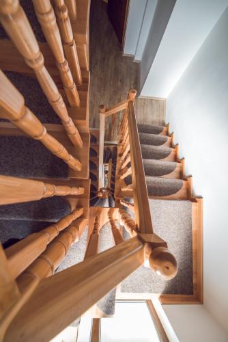 an overhead view of a wooden staircase in a house at Somnia in Bitola