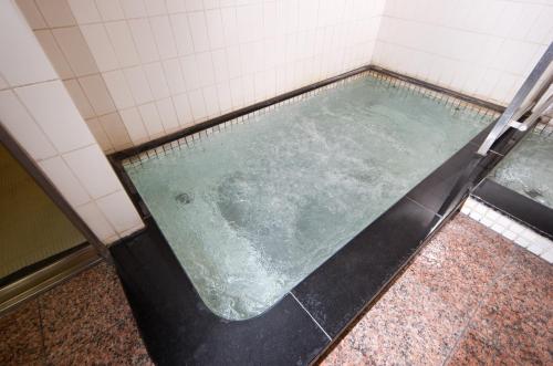 a pool of water in a shower in a bathroom at Subaruyado Yoshino in Tokushima